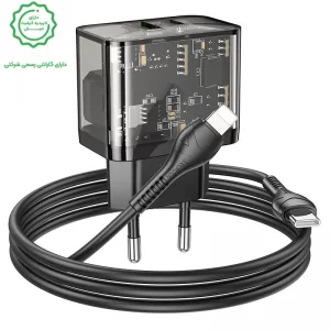 شارژر دیواری 20W دو پورت به همراه کابل 1 متری PD+QC3.0 از برند هوکو مدل Hoco N34 (نسخه اورجینال تاییدیه EURO)