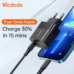 شارژر دیواری 2 پورت به توان 20 وات PD مک دودو مدل Mcdodo CH-195 (نسخه اورجینال)