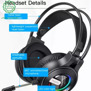 هدست سیم دار RGB مدل گیمینگ میکروفن دار از برند یسیدو مدل Yesido EK02 (نسخه اورجینال وارداتی)