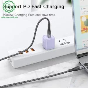 کابل شارژ دو سر تایپ سی به طول 1 متر و توان 60W مدل YESIDO CA156 (100% اورجینال)