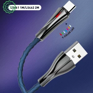 کابل شارژر چراغ دار Type-c به طول 1متر 2.4 آمپر مدل LDNIO LS461 (نسخه اورجینال)