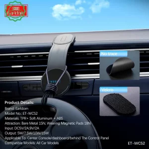 هولدر و شارژر وایرلس مگ سیف 15W از برند ایرلدوم مدل EARLDOM WC52 (100% اورجینال)