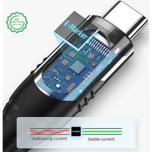 کابل شارژ لایتنینگ به تایپ سی 1 متری با توان 30W 3A (ال ای دی دار)