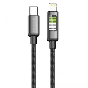 کابل فست شارژ لایتنینگ به تایپ سی 1 متری با توان 30W 9V/3A (ال ای دی دار)