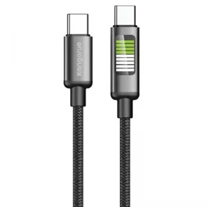 کابل فست شارژ تایپ سی به تایپ سی 1 متری با توان 60W 20V/3A (ال ای دی دار)