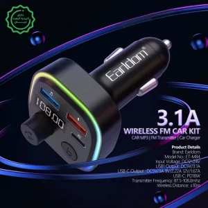 پخش کننده بلوتوث FM و شارژر فندکی خودرو مدل Earldom M84 (100% اورجینال)