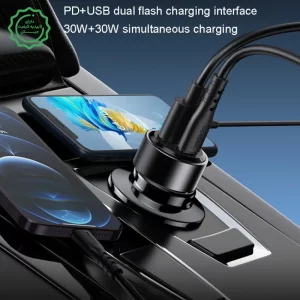 شارژر فندکی فست شارژ 60W PD به همراه کابل دو سرتایپ سی مدل Yesido Y55 (100% اورجینال)