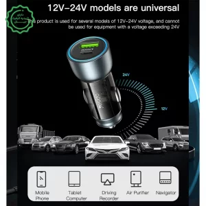 شارژر فندکی فست شارژ 30W PD دو پورت مدل Yesido Y49 (100% اورجینال)