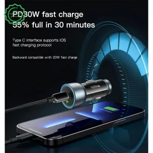 شارژر فندکی فست شارژ 30W PD دو پورت مدل Yesido Y49 (100% اورجینال)