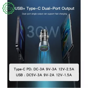 شارژر فندکی فست شارژ 30W PD دو پورت مدل Yesido Y49 (100% اورجینال)