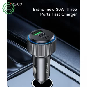 شارژر فندکی فست شارژ 60W PD سه پورت مدل Yesido Y50 (100% اورجینال)