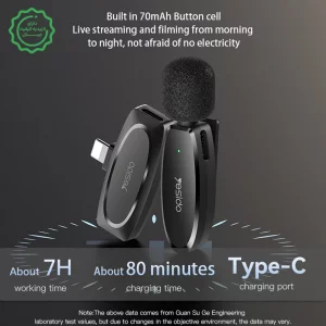 میکروفن بیسیم یقه ای مدل پورت Lightning از برند یسیدو مدل Yesido KR12 (نسخه اورجینال وارداتی)