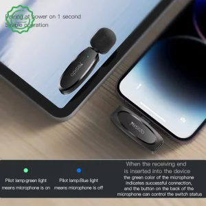 میکروفن بیسیم یقه ای مدل پورت Lightning از برند یسیدو مدل Yesido KR12 (نسخه اورجینال وارداتی)