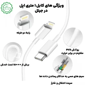 کابل تایپ سی به لایتنینگ آیفون اپل Apple USB-C To Lightning Cable 1M