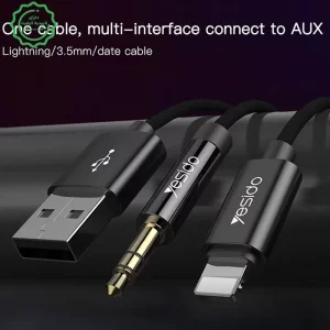 کابل مبدل AUX مدل Lightning به USB-3.5mm از برند یسیدو Yesido YAU18