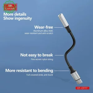 کابل تبدیل AUX مدل USB-C به 3.5MM ایرلدوم Earldom OT77 (100% اورجینال)