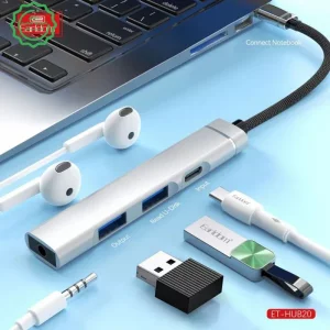 هاب 4 پورت تایپ سی مدل 4in1 از برند ایرلدوم Earldom HUB20 (نسخه اورجینال وارداتی)