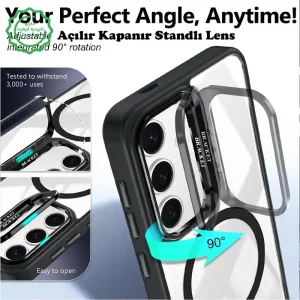 قاب اورجینال Samsung Galaxy S23 FE مگ سیف دار مدل Metal Stand + محافظ لنز رینگی ست