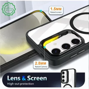 قاب اورجینال Samsung Galaxy S23 FE مگ سیف دار مدل Metal Stand + محافظ لنز رینگی ست
