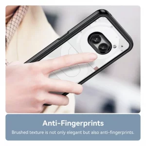 کاور برلیا مناسب برای گوشی Nothing Phone 2A مدل فریم مشکی پشت شفاف دکمه فلزی