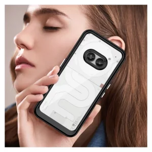 کاور برلیا مناسب برای گوشی Nothing Phone 2A مدل فریم مشکی پشت شفاف دکمه فلزی