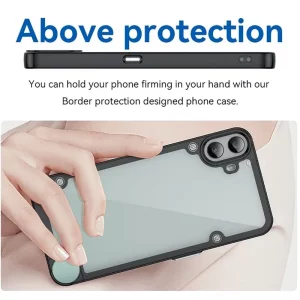 کاور برلیا مناسب برای گوشی Nothing CMF Phone 1 مدل فریم مشکی پشت شفاف دکمه فلزی