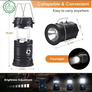 چراغ جادویی شارژی 4 کاره پاوربانک سولار ، چراغ قوه ، مطالعه و فانوس مدل 6LED