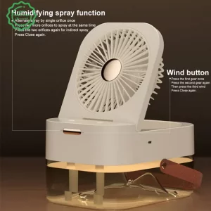 پنکه ریموت دار مه پاش رومیزی با چراغ خواب مدل Summer Portable