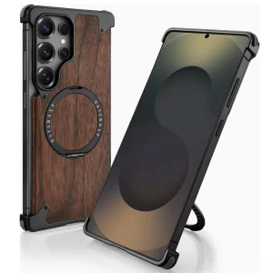 کاور Natural Wood مگ سیف دار آلومینیومی مدلOATSBASF مناسب برای گوشی Samsung Galaxy S25 Ultra