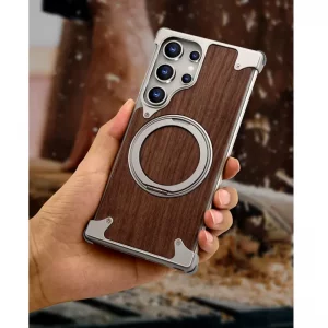 کاور Natural Wood مگ سیف دار آلومینیومی مدلOATSBASF مناسب برای گوشی Samsung Galaxy S24 Ultra