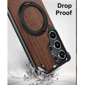 کاور Natural Wood مگ سیف دار آلومینیومی مدلOATSBASF مناسب برای گوشی Samsung Galaxy S24 Ultra