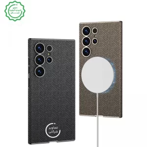 کاور طرح پارچه مگ سیف دار مدل GKK Curved Leather مناسب برای Samsung Galaxy S25 Ultra