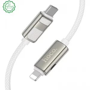 کابل شارژ ال ای دی دار Lightning به Type-c به طول 1.2 متر و توان 27W 3A مدل HOCO U137