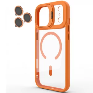قاب اورجینال IPHONE 17 Pro مگ سیف دار مدل Metal Stand + محافظ لنز رینگی ست