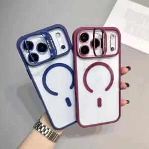 قاب اورجینال IPHONE 17 Pro مگ سیف دار مدل Metal Stand + محافظ لنز رینگی ست