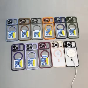 قاب اورجینال IPHONE 17 Pro مگ سیف دار مدل Metal Stand + محافظ لنز رینگی ست