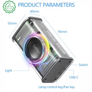 اسپیکر بلوتوثی بدنه شفاف RGB و توان 5W مدل Earldom A31 (100% اورجینال)