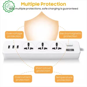 سه راهی برق با کابل 1.8 متری و 3 پورت شارژ 2.1A مدل IQ Power