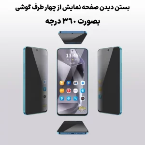 گلس پرایوسی 360 درجه برای گوشی Samsung Galaxy S24 Ultra (سازگار با حسگر اثرانگشت)