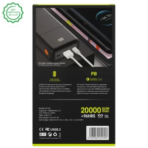 پاوربانک به ظرفیت 20.000Mah و توان 22.5 وات PD QC3.0 مدل PD-29