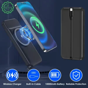 پاوربانک وایرلس شارژ مگ سیف به ظرفیت 10.000Mah و توان 22.5 وات PD QC3.0 مدل WP19