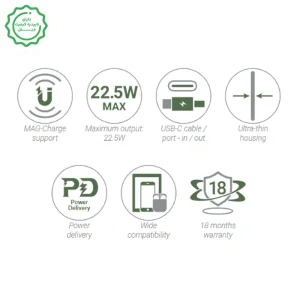 پاوربانک مگ سیف 10.000 میلی آمپر به توان 22.5 وات PD با کابل مدل M18 (نسخه اورجینال + گارانتی شرکتی)