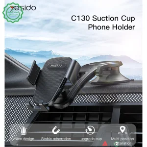 پایه نگهدارنده ماشین مدل داشبوردی مکنده از برند یسیدو مدل YESIDO C130 (100% اورجینال)