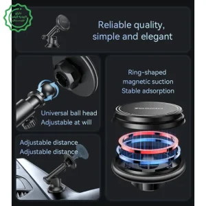 پایه نگهدارنده آهنربایی مدل داشبوردی مکنده به همراه حلقه مگ سیف مدل YESIDO C269 (100% اورجینال)