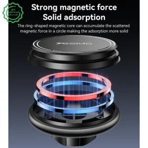 پایه نگهدارنده آهنربایی مدل داشبوردی مکنده به همراه حلقه مگ سیف مدل YESIDO C269 (100% اورجینال)