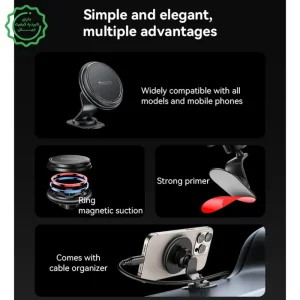 پایه نگهدارنده آهنربایی مدل داشبوردی چسبنده به همراه حلقه مگ سیف مدل YESIDO C220 (100% اورجینال)