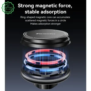 پایه نگهدارنده آهنربایی مدل داشبوردی چسبنده به همراه حلقه مگ سیف مدل YESIDO C220 (100% اورجینال)