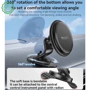 پایه نگهدارنده آهنربایی مدل داشبوردی چسبنده به همراه حلقه مگ سیف مدل YESIDO C220 (100% اورجینال)