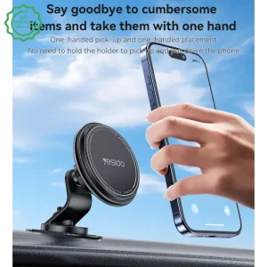 پایه نگهدارنده آهنربایی مدل داشبوردی چسبنده به همراه حلقه مگ سیف مدل YESIDO C220 (100% اورجینال)