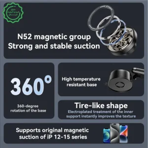 پایه نگهدارنده مگ سیف مدل داشبوردی مکنده به همراه حلقه فلزی مدل YESIDO C266 (100% اورجینال)